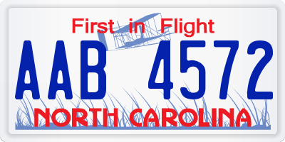 NC license plate AAB4572