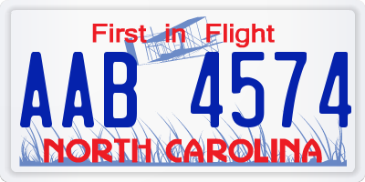 NC license plate AAB4574
