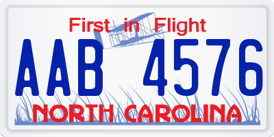 NC license plate AAB4576