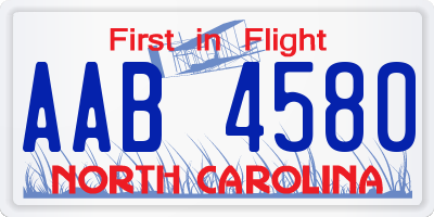 NC license plate AAB4580