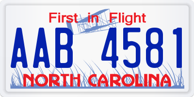 NC license plate AAB4581