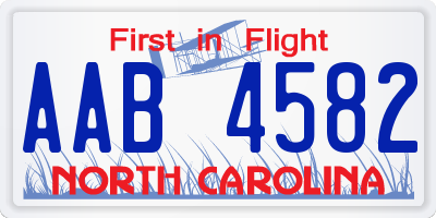 NC license plate AAB4582