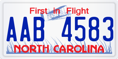 NC license plate AAB4583