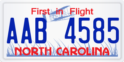 NC license plate AAB4585