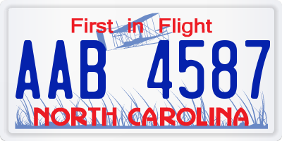 NC license plate AAB4587
