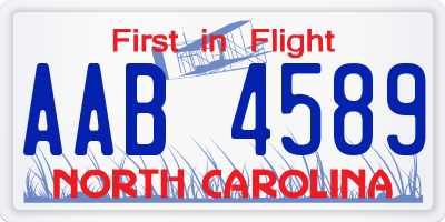 NC license plate AAB4589