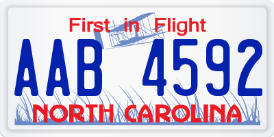 NC license plate AAB4592