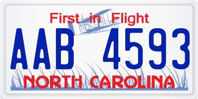 NC license plate AAB4593