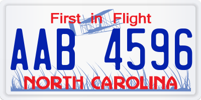 NC license plate AAB4596