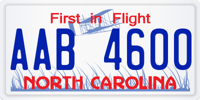NC license plate AAB4600