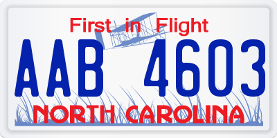 NC license plate AAB4603