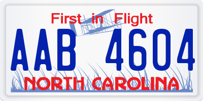 NC license plate AAB4604