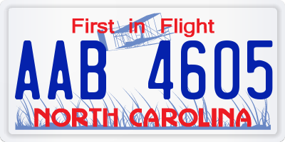 NC license plate AAB4605