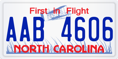 NC license plate AAB4606