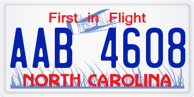 NC license plate AAB4608