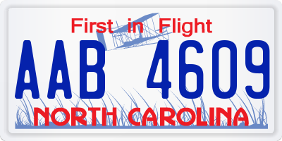 NC license plate AAB4609