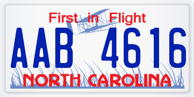 NC license plate AAB4616