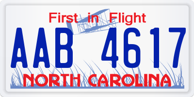 NC license plate AAB4617