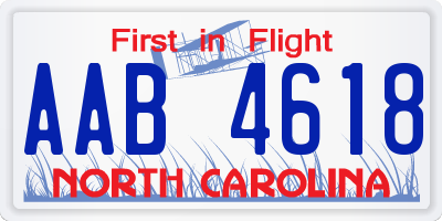 NC license plate AAB4618
