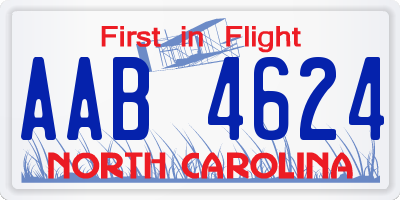 NC license plate AAB4624