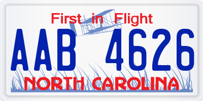 NC license plate AAB4626