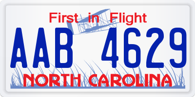 NC license plate AAB4629