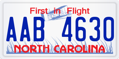 NC license plate AAB4630