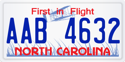 NC license plate AAB4632