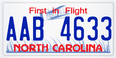 NC license plate AAB4633