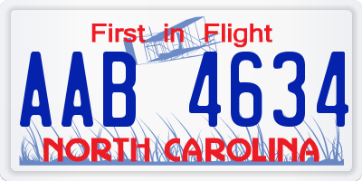 NC license plate AAB4634