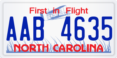 NC license plate AAB4635