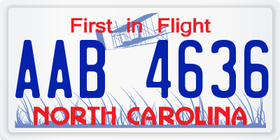 NC license plate AAB4636