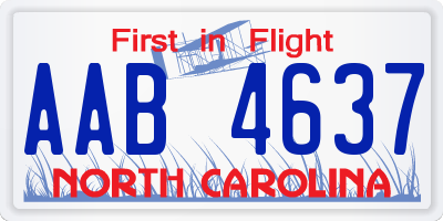 NC license plate AAB4637