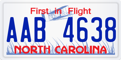 NC license plate AAB4638