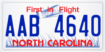 NC license plate AAB4640