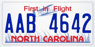 NC license plate AAB4642