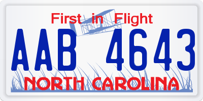 NC license plate AAB4643
