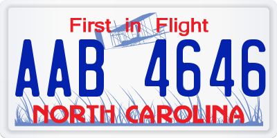 NC license plate AAB4646