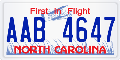 NC license plate AAB4647