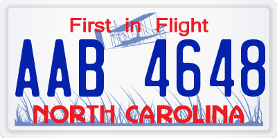 NC license plate AAB4648