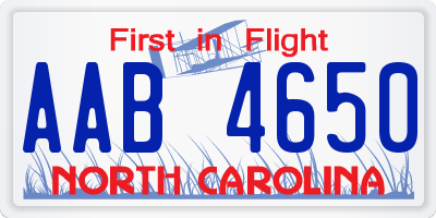 NC license plate AAB4650