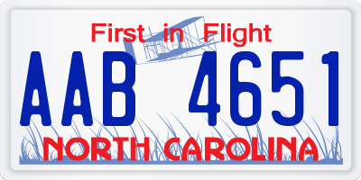 NC license plate AAB4651