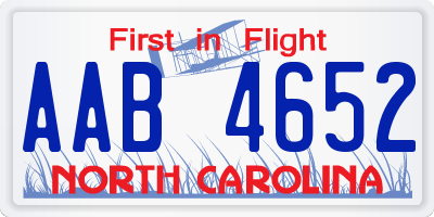 NC license plate AAB4652