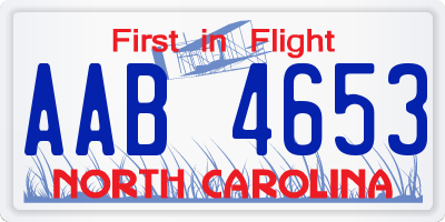 NC license plate AAB4653