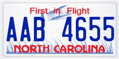 NC license plate AAB4655