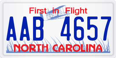 NC license plate AAB4657