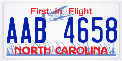 NC license plate AAB4658