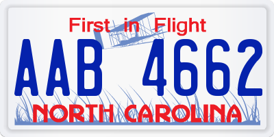 NC license plate AAB4662