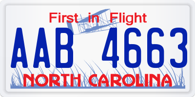 NC license plate AAB4663