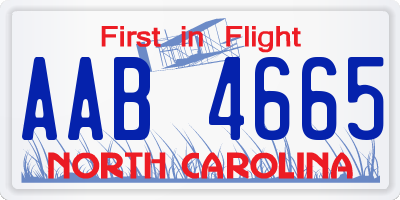 NC license plate AAB4665